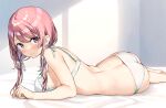  ass bra kantoku long_hair original panties pink_hair purple_eyes twintails underwear 