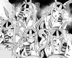  1girl animal_ears bar_censor blush bow bunny_ears censored eyebrows_visible_through_hair foreskin hair_bow handjob heart heart-shaped_pupils long_hair mochizuki_himari moketa monochrome moon_rabbit penis penis_on_face phimosis saliva sweat symbol-shaped_pupils uni_create veins veiny_penis virtual_youtuber 