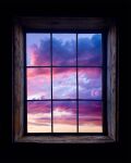  cloud cloud_focus commentary_request gradient_sky highres hoshiumisora indoors looking_out_window no_humans original pink_sky purple_sky scenery sky sunrise window yellow_sky 