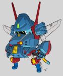  arms_at_sides dated fusion green_eyes grey_background jgsdf_type_07_tank_natchin looking_down mecha mechanical_wings moi_moi7 no_humans open_hands original science_fiction sentou_mecha_xabungle solo wings xabungle_(mecha) 