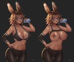  animal_ears bra breasts bunny_ears cameltoe cleavage erect_nipples final_fantasy final_fantasy_iv gym_uniform mad_kimo megane nipples shirt_lift viera wet 