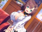  asa_no_ha breasts brown_hair cleavage original short_hair 