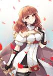  46snowy absurdres armor celica_(fire_emblem) earrings fire_emblem fire_emblem_echoes:_shadows_of_valentia fire_emblem_heroes highres jewelry long_hair petals priestess princess red_eyes red_hair smile sword thighhighs thighs weapon 