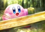  bamboo bamboo_cup bamboo_forest blue_eyes blush_stickers chopsticks food forest kirby kirby_(series) nagashi_soumen nature ninjya_palette noodles open_mouth smile sunlight twitter_username 