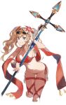  1girl artist_request bangs bikini blonde_hair blue_eyes blush braid breasts cleavage granblue_fantasy hair_intakes hair_ornament hairband highres large_breasts long_hair looking_at_viewer navel smile solo sunglasses swimsuit twintails weapon zeta_(granblue_fantasy) 