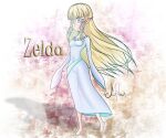  1girl blonde_hair blue_eyes blush dress long_hair princess_zelda self_upload smile the_legend_of_zelda the_legend_of_zelda:_skyward_sword triforce 