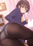  ass hicha_nomu pantsu pantyhose seifuku selfie skirt_lift sweater 