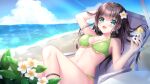  aliasing beach bikini drink kohinata_hoshimi long_hair original swimsuit water 