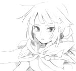  1girl bangs blush breasts cloak commentary_request crying earrings greyscale jewelry long_hair looking_at_viewer misha_(ohds101) monochrome parted_lips pokemon pokemon_(game) pokemon_oras simple_background solo tears upper_body white_background zinnia_(pokemon) 