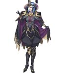  1girl arete_(fire_emblem) azusa_(hws) bangs blue_hair bodystocking boots breasts cape_hold fire_emblem fire_emblem_fates fire_emblem_heroes full_body gloves gold_trim hair_ornament high_heel_boots high_heels highres holding knee_boots large_breasts lips long_sleeves looking_at_viewer official_art pants parted_lips shiny shiny_hair short_hair smile solo standing transparent_background yellow_eyes 