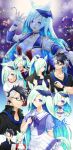  1boy 1girl alternate_costume animal_ears black-framed_eyewear black_hair black_jacket blue_hair breasts brynhildr_(fate) buruma chibi chibi_inset choker cleavage commentary_request cosplay daiwa_scarlet_(umamusume) daiwa_scarlet_(umamusume)_(cosplay) fate/grand_order fate_(series) glasses gym_uniform hair_ornament hair_scrunchie horse_ears horse_girl jacket jacket_on_shoulders lapis429 long_hair medium_breasts multicolored_hair multiple_views pleated_skirt ponytail purple_choker purple_eyes purple_scarf purple_wristband red_buruma scarf school_uniform scrunchie semi-rimless_eyewear shirt signature sigurd_(fate) skirt tracen_school_uniform two-tone_hair under-rim_eyewear very_long_hair white_hair white_shirt white_skirt 