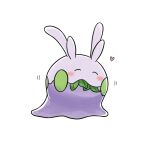  blush closed_eyes creature eating full_body gen_6_pokemon goomy heart highres leaf no_humans numera_goomy pokemon pokemon_(creature) simple_background solo white_background 
