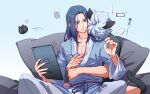  ! 2boys animal_ears black_hair cat_ears grey_hair grey_robe highres holding holding_tablet_pc hug long_hair long_sleeves luoxiaohei multiple_boys older parted_lips short_hair signature speech_bubble spoken_exclamation_mark suncle tablet_pc the_legend_of_luo_xiaohei upper_body wide_sleeves wuxian_(the_legend_of_luoxiaohei) yaoi 