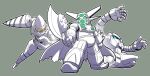  axe blue_eyes chibi drill getter-1 getter-2 getter-3 getter_robo getter_robo_(1st_series) green_eyes grey_background holding holding_axe king_of_unlucky mecha no_humans open_hands science_fiction spot_color super_robot yellow_eyes 