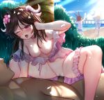  amiya_(arknights) animal_ears arknights bikini bottomless breasts bunny_ears censored eien_no_24-sai_no_shakai_hito eyjafjalla_(arknights) garter horns nipples no_bra open_shirt penis pussy pussy_juice sex sora_(arknights) swimsuits wet 