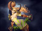  armor elf mavezar naked nipples pointy_ears pussy sword tattoo thighhighs torn_clothes uncensored valeera_sanguinar 