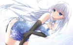  amatsuji aqua_eyes chinese_clothes chinese_dress dress elbow_gloves gloves gray_hair long_hair naruse_shiroha signed summer_pockets thighhighs 