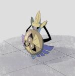  aegislash bright_pupils commentary_request full_body gen_6_pokemon highres kii_(kiiui) no_humans pokemon pokemon_(creature) purple_eyes single_eye solo tile_floor tiles white_pupils 