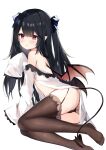  ass feet fuyuki030 open_shirt pantsu pointy_ears see_through stockings tail thighhighs wings 