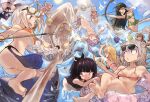  1boy 6+girls absurdres ahoge angry animal_ears antenna_hair arrow_(projectile) bangs beads bikini bikini_removed black_hair blonde_hair blue_eyes blue_hair blue_ribbon blue_swimsuit blunt_bangs blush bow_(weapon) braid breasts cocktail covering covering_breasts covering_crotch day double_bun drawing_bow eel_hat embarrassed fish food fox_ears fruit goggles goggles_on_head grey_hair grin hair_beads hair_ornament hair_ribbon hat headband highres holding holding_bow_(weapon) holding_weapon innertube kizuna_akari koharu_rikka kotonoha_akane kotonoha_aoi lens_flare long_hair monster multiple_girls nude ocean one-piece_swimsuit open_mouth orange_(food) orange_slice otomachi_una outdoors pink_hair pitchfork purple_eyes purple_hair red_ribbon restrained ribbon shark silver_hair siwasunohige smile snorkel squid straw_hat sunglasses surprised swimsuit tentacles touhoku_itako touhoku_kiritan touhoku_zunko tsukuyomi_ai tsukuyomi_shouta tsurumaki_maki turn_pale twintails underboob upside-down very_long_hair voiceroid water weapon white_hair yellow_eyes yuzuki_yukari 