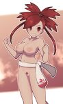  1girl bar_censor breasts censored clenched_hands clenched_teeth eyebrows_visible_through_hair flannery_(pokemon) highres lamb-oic029 large_breasts looking_at_viewer nipples pokemon pokemon_(game) pokemon_oras ponytail pussy red_eyes red_hair red_pubic_hair short_hair smile solo teeth 