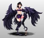  monster_girl monster_girl_encyclopedia no_bra pointy_ears skirt_lift tagem wings 