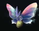  black_background black_eyes bug commentary_request fangs full_body gen_1_pokemon guodon insect looking_at_viewer moth no_humans pokemon pokemon_(creature) solo venomoth 