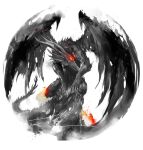  black_dragon_kalameet commentary dark_souls_i dragon english_commentary forehead_jewel highres no_humans red_theme shimhaq solo souls_(series) spot_color wings 