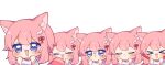  0725akaba 1girl alicia_cotton animal_ear_fluff animal_ears bangs blue_eyes cat_girl chibi closed_eyes closed_mouth crying eyebrows_visible_through_hair fang hair_between_eyes hair_ornament highres indie_virtual_youtuber light_stick open_mouth pink_hair short_hair short_ponytail virtual_youtuber white_background 