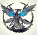  dark_souls_i dragon grey_background highres multiple_wings no_humans open_mouth seath_the_scaleless shimhaq signature simple_background solo souls_(series) spread_wings wings 
