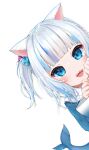  1girl absurdres animal_ears blue_hair cat_ears eyebrows_visible_through_hair gawr_gura gradient_hair highres hololive hololive_english kohe_billialot looking_at_viewer multicolored_hair open_mouth phone_wallpaper sharp_teeth solo teeth wallpaper white_hair 