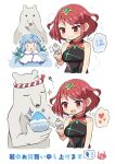  2girls bangs bear black_swimsuit breasts chest_jewel competition_swimsuit food highres ice_cream large_breasts ma2acworks multiple_girls one-piece_swimsuit polar_bear pyra_(pro_swimmer)_(xenoblade) pyra_(xenoblade) red_eyes red_hair red_swimsuit short_hair swept_bangs swimsuit two-tone_swimsuit ursula_(xenoblade) xenoblade_chronicles_(series) xenoblade_chronicles_2 