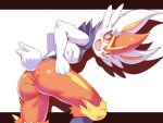  ass blush cinderace colored_skin cougar_(cougar1404) furry gen_8_pokemon looking_at_viewer open_mouth pokemon pokemon_(anime) pokemon_(creature) pokemon_swsh_(anime) red_eyes smile solo spiked_hair standing tail teeth tongue white_skin 