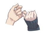  1boy 1girl black_sleeves danganronpa_(series) danganronpa_2:_goodbye_despair haizai hands hinata_hajime long_sleeves nanami_chiaki pale_skin pinky_swear simple_background sleeves_past_wrists white_background 