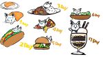  :3 animal_ear_fluff animal_ears burger commentary_request curry curry_rice earrings food fox_ears hololive hot_dog ice ice_cream jewelry mascot no_humans pizza plate rice salad salmon shirakami_fubuki_(artist) simple_background sitting_on_food sketch sukonbu_(shirakami_fubuki) sundae sushi virtual_youtuber white_background 