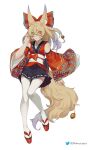  animal_ears japanese_clothes kitsune megane robusta_art skirt_lift tail thighhighs 