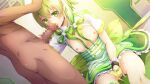  1boy 1girl ass bangs censored clothed_female_nude_male fellatio fingering flat_chest frilled_skirt frills game_cg green_eyes green_hair green_ribbon green_skirt hair_between_eyes hand_in_panties hand_on_another&#039;s_head long_hair low_twintails mosaic_censoring nipples nude official_art oral panties penis pussy_juice ribbon short_sleeves skirt sora_no_kanata_no_dystopia_x_shitei striped striped_skirt tongue tongue_out twintails underwear yellow_neckwear yellow_panties 