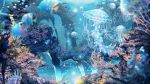  animal blurry commentary_request coral coral_reef day depth_of_field fish highres jellyfish light no_humans ocean original outdoors scenery school_of_fish star underwater water watermother2004 