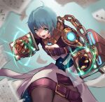  1girl adenine_(xenoblade) belt book chain chest_jewel green_eyes green_hair negresco pages short_hair solo xenoblade_chronicles_(series) xenoblade_chronicles_2 