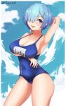  breast_hold re_zero_kara_hajimeru_isekai_seikatsu rem_(re_zero) soveno swimsuits 