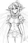  2013 clothing elf female flower humanoid looking_at_viewer mofuaki monochrome not_furry plant simple_background sketch solo white_background 