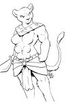  2017 6_breasts anthro biceps bottomwear breasts clothed clothing featureless_breasts felid female fur loincloth mammal multi_breast rick_griffin sartharina sketch solo topless 
