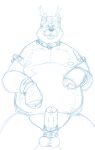  2018 anthro balls belly bravo christmas erection eyewear facial_hair genitals glasses hi_res holidays male mammal mature_male mephitid moobs mustache nipples overweight overweight_male penis simple_background sketch skunk solo white_background 