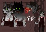  absurd_res blood bodily_fluids canid canine canis death digital_media_(artwork) gore grey_body headshot_portrait heart_(organ) hi_res humanoid male mammal organs portrait ryuzka simple_background smile solo wolf wolfhound 