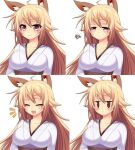  2013 animal_humanoid blush canid canid_humanoid canine canine_humanoid eyes_closed female fox_humanoid humanoid mammal mammal_humanoid mofuaki open_mouth simple_background smile solo white_background 