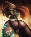  absurd_res aldafterdark anus armor big_butt butt female genitals headgear helmet hi_res humanoid humanoid_pointy_ears imp low-angle_view midna multicolored_body nintendo plump_labia pussy rear_view short_stack solo the_legend_of_zelda thick_thighs twili twilight_princess video_games wide_hips 