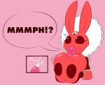  areola big_areola big_breasts breasts bunny_(averyshadydolphin) cream_(food) crown female food humanoid invalid_tag k-10 lagomorph leporid mammal nipples popsicle queen rabbit red_body royalty solo speech_bubble tiara 