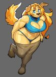  &lt;3 2021 5_toes abs absurd_res anthro biceps big_breasts bird_dog blonde_hair blue_eyes breasts canid canine canis ceehaz cleavage cleavage_cutout clothed clothing collar crop_top dog_knight_rpg domestic_dog dressing feet female fur golden_retriever grey_background hair hi_res hunting_dog jeane_(ceehaz) leggings legwear long_hair mammal midriff muscular muscular_anthro muscular_female navel one_leg_up orange_hair panties pawpads raised_leg retriever shirt simple_background solo toes topwear underwear yellow_body yellow_fur 