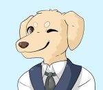  ambiguous_gender anthro beastars brown_eyes brown_nose canid canine clothing floppy_ears fur jack_(beastars) mammal parooty school_uniform solo tan_body tan_fur uniform 