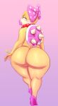 absurd_res anthro big_butt blue_eyes bow bracelet butt female hi_res high_heels huwon jewelry koopa koopaling lips looking_at_viewer looking_back looking_back_at_viewer mario_bros necklace nintendo nude purple_background scalie shell simple_background solo spiked_shell spikes spikes_(anatomy) thick_lips thick_thighs video_games walking wendy_o._koopa wide_hips yellow_body 